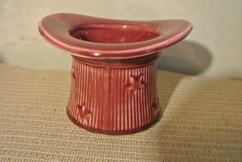 Vintage Shawnee Top Hat Planter Pottery maroon USA
