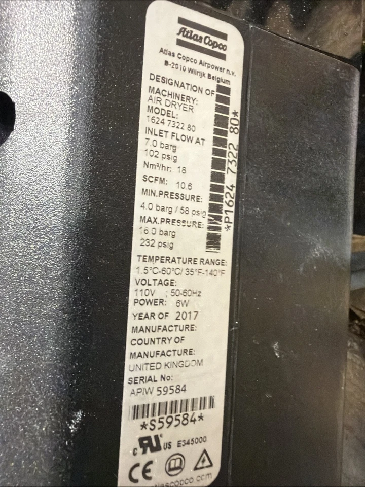 Atlas Copco CD5+ con protector de punto de rocío, filtro y trampa como se muestra Foto 3 de 4