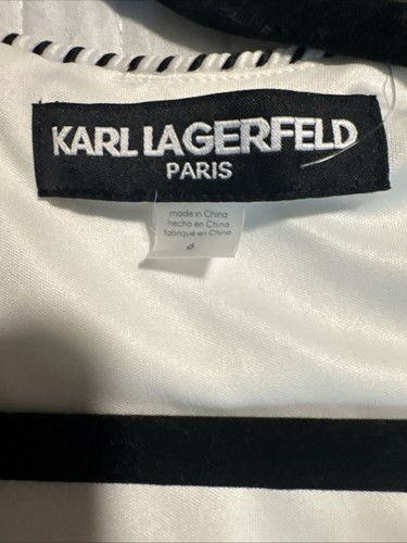 NWT Women Karl Lagerfeld Paris Contrast Trim White/Black A- Line Dress,Sz.6,$138 - Picture 5 of 14