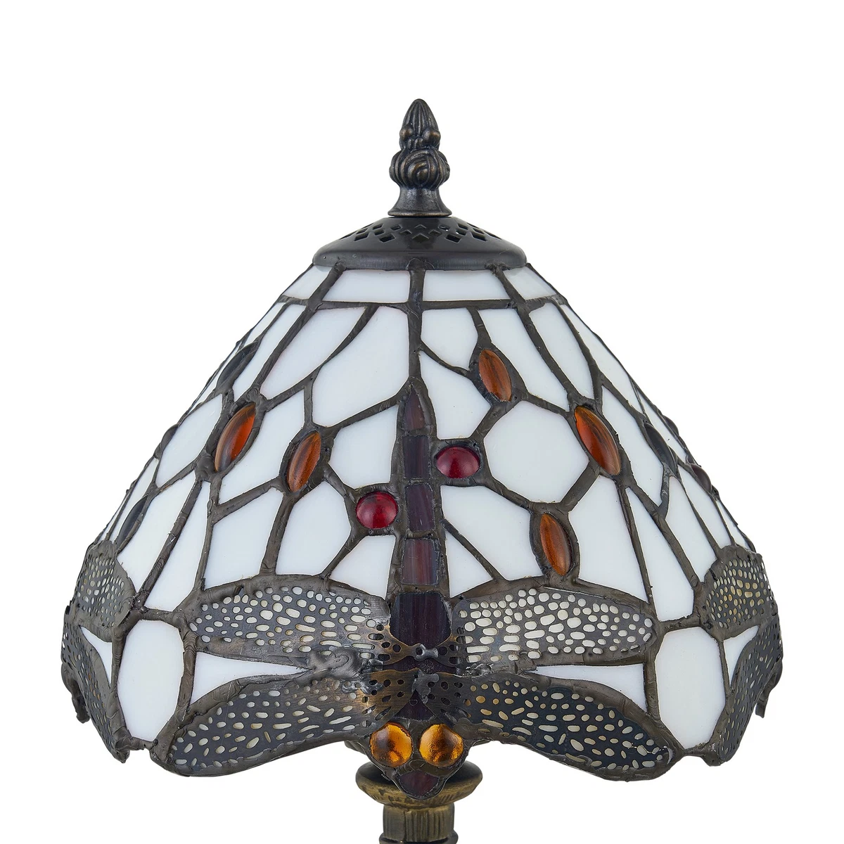 Juego de 2 luces de noche lámpara de mesa Tiffany de vidrio color libélula 36 cm
