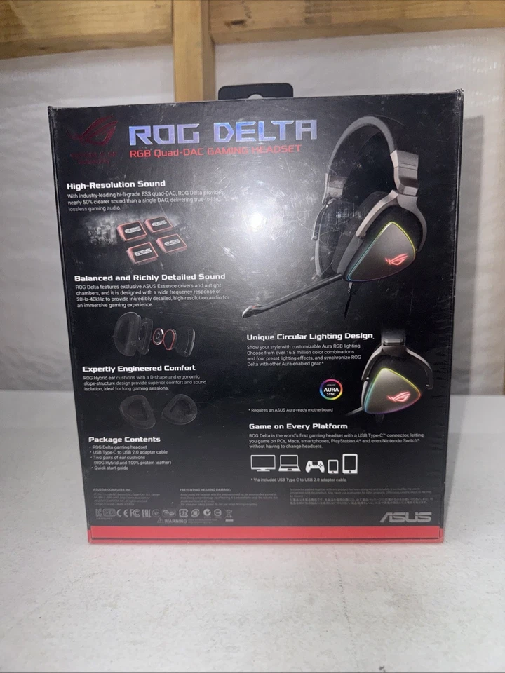 ASUS Gaming Headset ROG DELTA | Headset with Mic and Hi-Res ESS Quad-DAC - Image 3 of 4