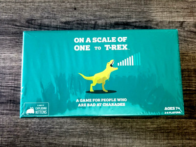 On The Scale of 1 to T-Rex Card Game by Exploding Kittens Party Game Ages 7+