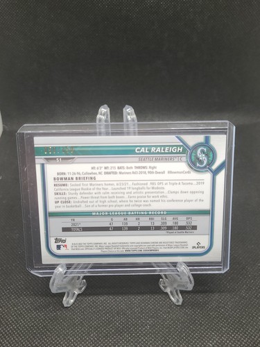 2022 Bowman Chrome Blue Refractor Cal Raleigh Rookie /150 Mariners RC BIG DUMPER - Picture 2 of 2