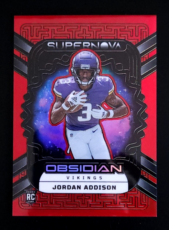 2023 Panini Obsidian Jordan Addison Supernova Red Flood Electric Etch Asia RC