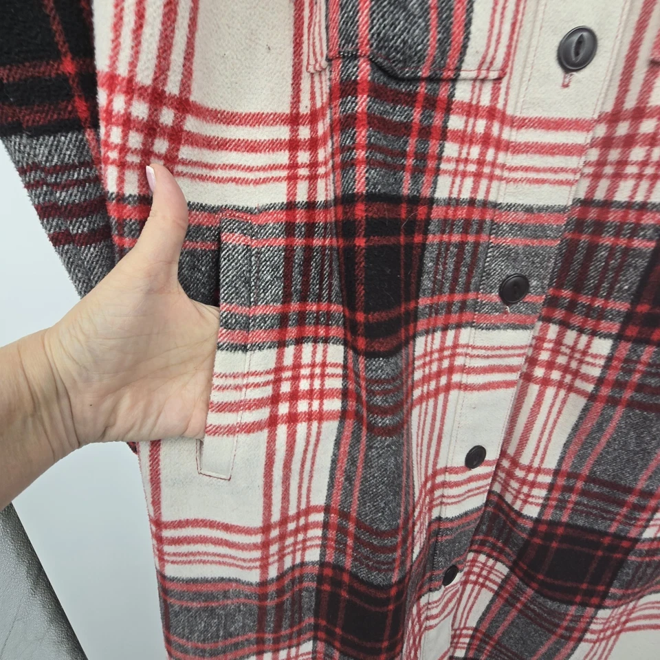 Abrigo largo a cuadros diseño alpino para mujer XL rojo forro acolchado tareas pesadas Foto 4 de 4