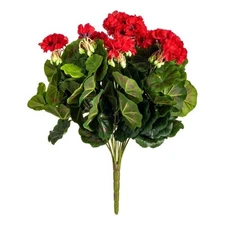 Vickerman 17.5" Contemporary Fabric Artificial Geranium Bush in Red