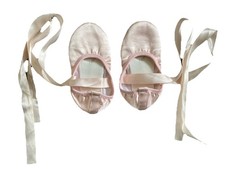 Ballet Shoes Size 9/Eur 28. Pink Satin With Ribbon Ties.