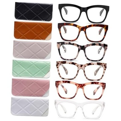 LOUOL Reading Glasses For Women Oversized Readers 6 Glasses + 6 Case a 2.25 x