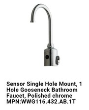 NEW Chicago Faucet WWG116.432.AB.1T Sensor Single Hole Mount 1 Hole Gooseneck