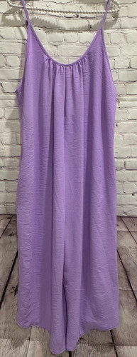 Neu mit Etikett Tubed Edward’s Damen-Stramplerkleid lila Spaghettiträger weites Bein locker L - Bild 2 von 16