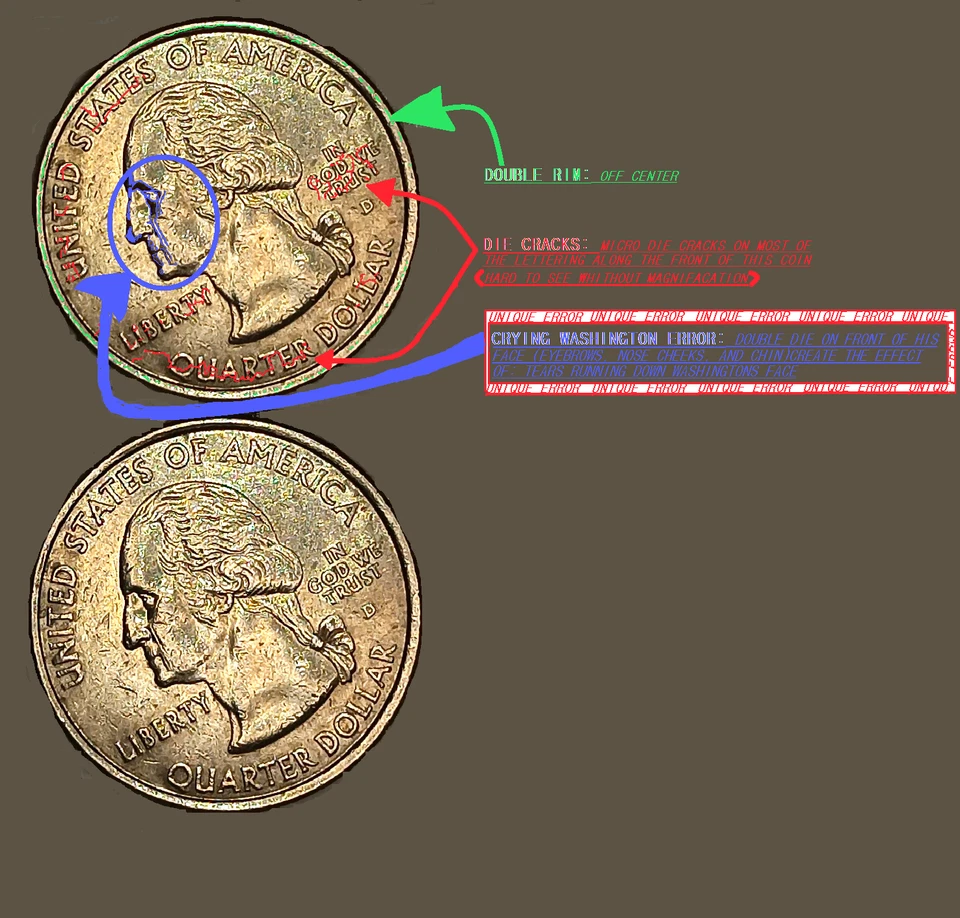 2001 D quarter double die OBV /  RVS burning building, HISTORICLY ACCURET FIRE - Image 3 of 4