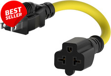 15A to 20A Plug Adapter Cable 1FT 12AWG NEMA 5-15P to 5-20R Heavy Duty - US