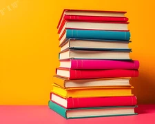 Books Stacked in Bright Colors Pop Art 8X10 Print