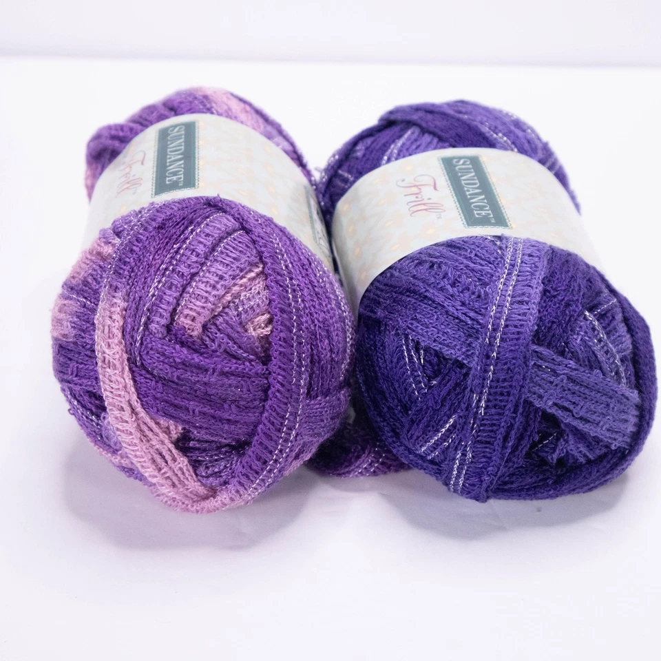 Пряжа Sundance Frill лот из 2 фиолетовых розовых акриловых полиэстеров для вязания крючком отделки рукоделия - Изображение 3 из 4