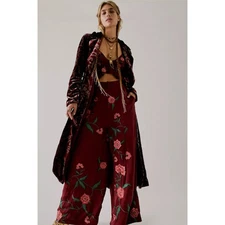 Free People x Anna Sui Poppy Embroidered Top & Pants Set
