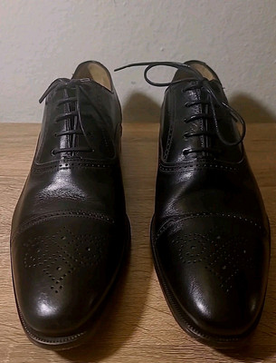 Pertini Men's 10 Leather Oxford Shoe Black, Made In Spain 