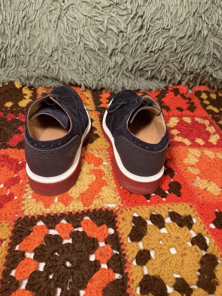 Zapatos Louis Vuitton Azul Gamuza Punta de Ala Parte Inferior Roja 7 1/2 Foto 4 de 4