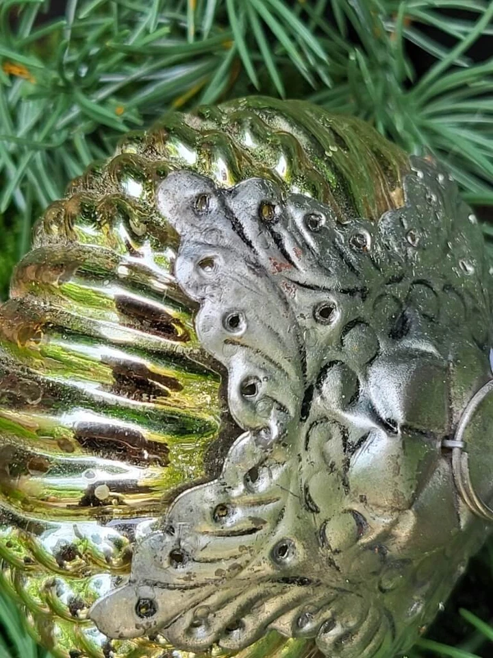 Pallina per albero di Natale ornamento in vetro argento antico palla di Natal... - Immagine 4 di 4