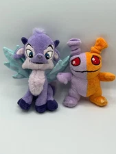 Neopets Split Grundo Alien  2008 Jakks Pacific & 2004 Faerie Purple Ixi Plushies