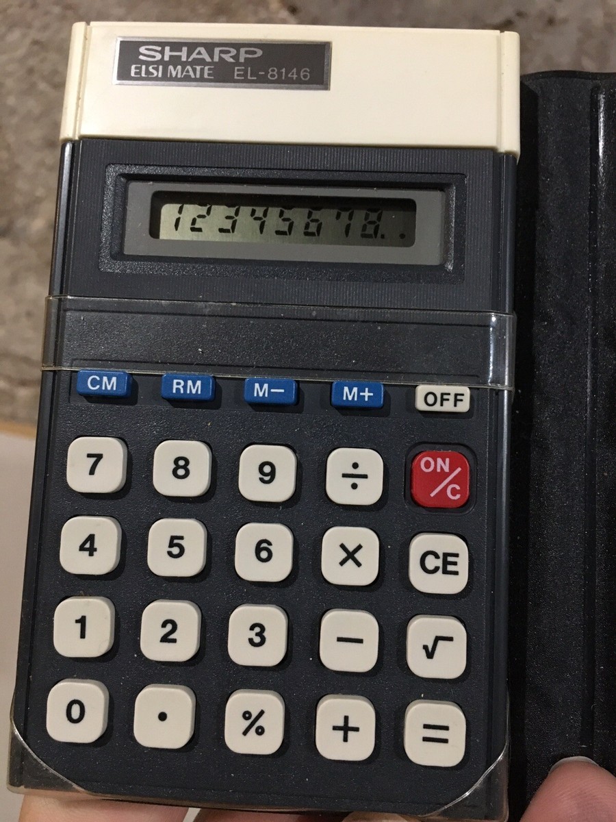 Sharp Elsimate EL-8146 Calculator Complete w/Box & Wallet FREE SHIPPING!