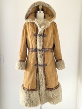 RARE ORIGINAL 70's Afghan Style Penny Lane Faux Fur Coat UNION LABEL Vegan