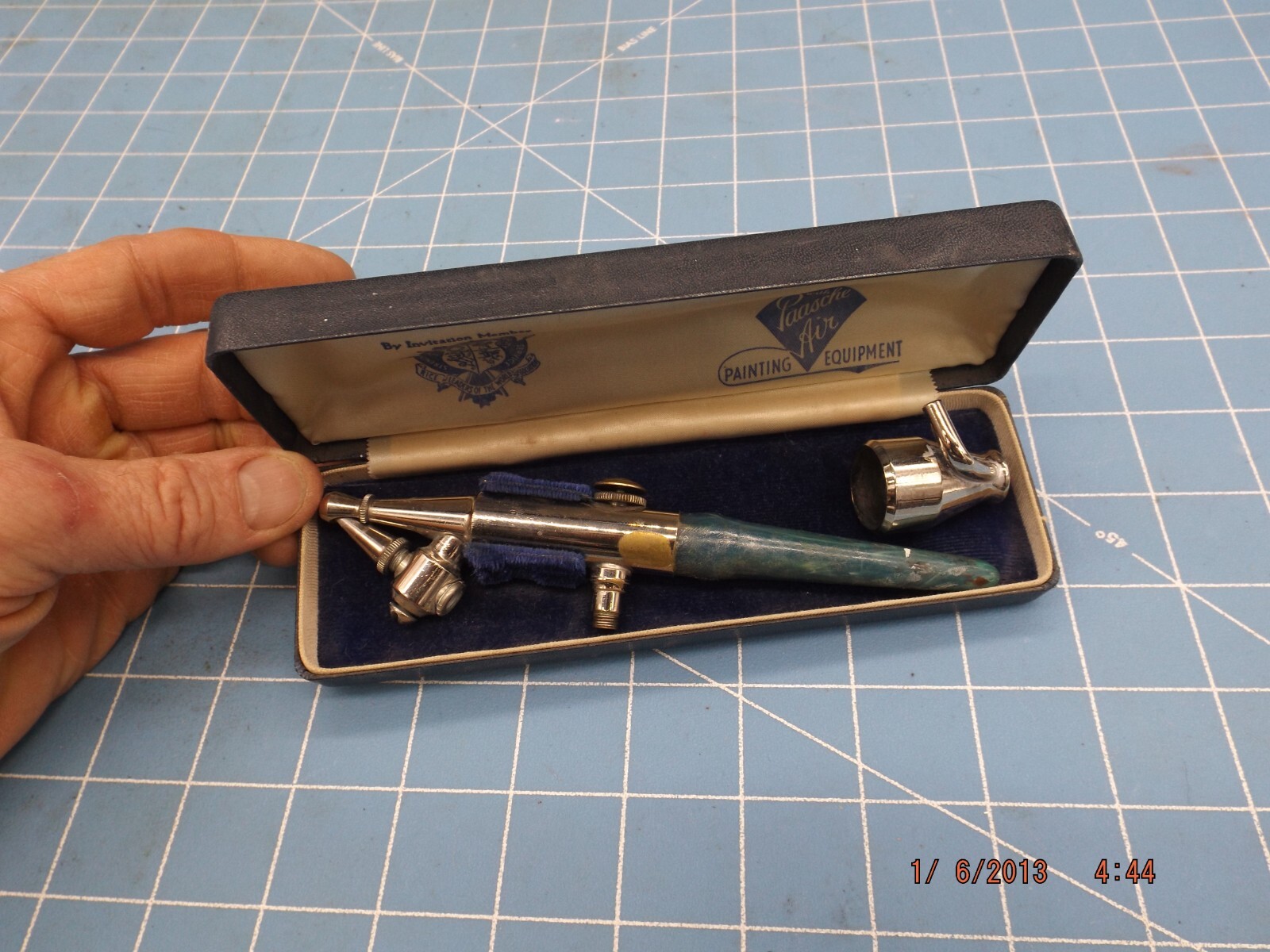 Vintage Paasche Airbrush Set With Original Case N0. 21430 Blue Type H