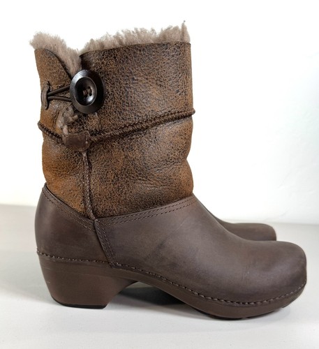 Dansko Stormy Brown Shearling Lined Foldover Leather Boots Women EU 39 US 8.5-9 - Picture 2 of 18