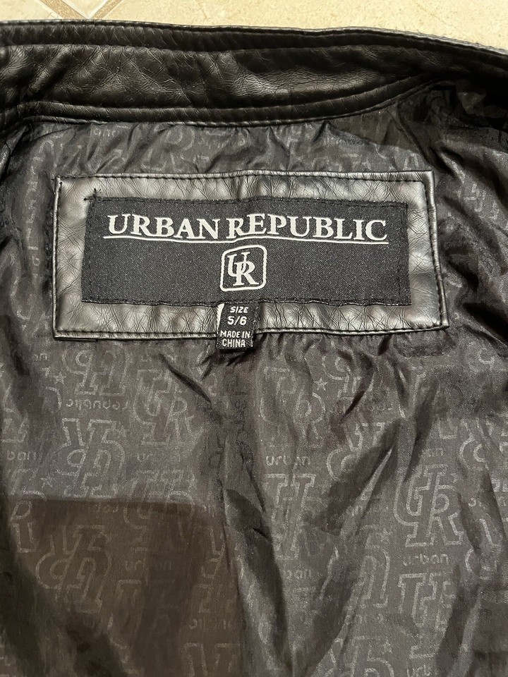 URBAN REPUBLIC Boys' Faux Leather Bomber Jacket - Fleece Lined Hooded Jacket For Kids & Teens (Sizes 8-20)
