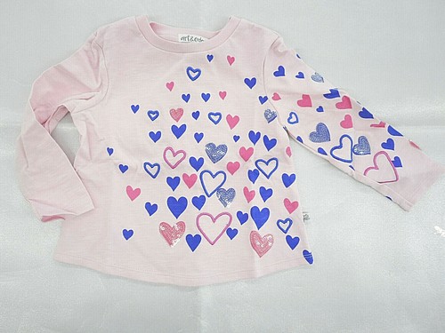 Toddler Girls Art & Eden 4-Way-Stretch Long Sleeve Pink & Hearts Shirt Size 2T