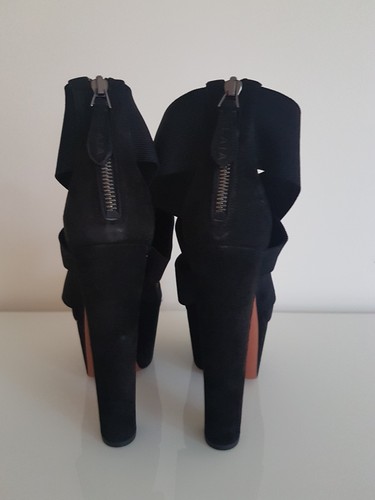 Azzedine Alaïa Black Suede Platform Heels Sandal Size 7,5 UK New - Picture 7 of 8