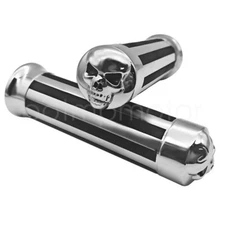 1" Skull Motorcycle Bike Handlebar Hand Grips For Harley Cruiser Dyna Softail