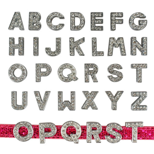 Bling Rhinestones Name Letters A-Z Slide Charm Alphabet 26 Letter DIY for Collar - Afbeelding 1 van 12