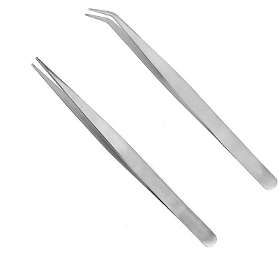 2 Stück gerade und gebogene gebogene Pinzette für Harz Schmuck Gießen Laborarbeit