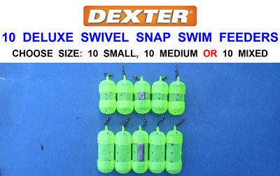 10 DELUXE SWIVEL SNAP SWIM FEEDER MADEN BODENKÖDER BLOCK ENDKÄFIG FEEDER
