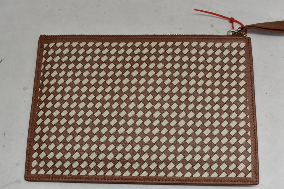 Brighton Ferrara Equipaje Mixología Mosaico Cuero Cremallera Bolsa Tostado y Blanco Tejido Foto 3 de 4