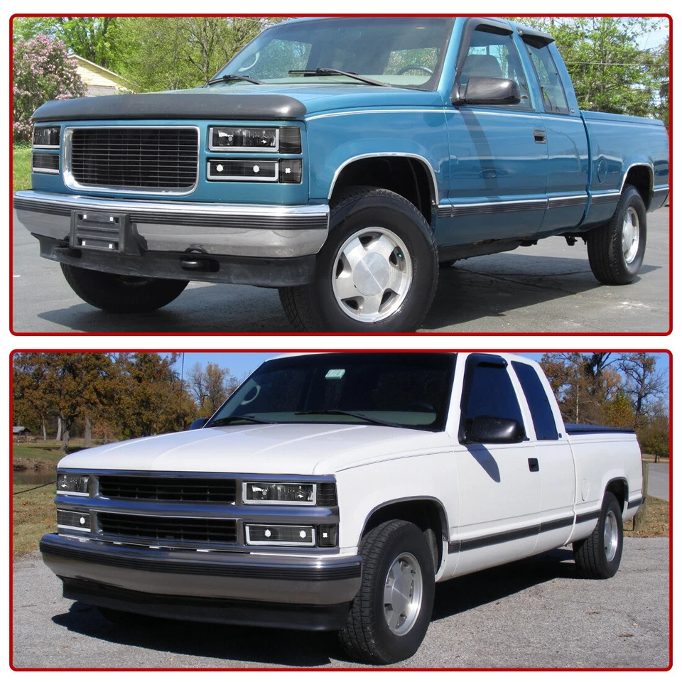 [U-LED DRL] Headlight+Bumper Lamps For 1990-1999 Chevy GMC C/K C1500 C2500 C3500 - Image 2 of 4
