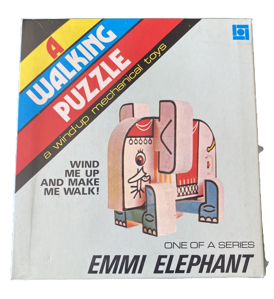 Vintage Wind-up Mechanical Toy Hong Kong Emma Elephant A Walking Puzzle RARE