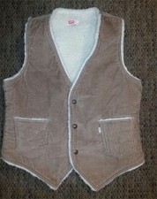 1970's Levis Cord Trucker Vest. Shearling Lined. Medium.