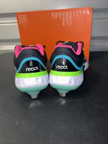 🔥SZ 7 Mens Nike Alpha Huarache Elite 4 Metal Baseball Cleats BLACK/TEAL/PINK - Picture 4 of 6