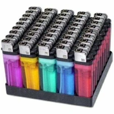 250 Cigarette Disposable Lighters Pack with Display Stand Various Colors