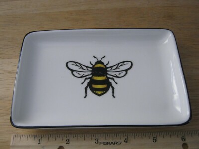 Abbott Collection Bumble Bee 4 x 6 White Tray for Snacks, Jewelry, Keys, Etc.
