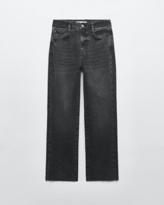 NEW Zara Black High-Waisted Straight Leg Z1975 Jeans | eBay
