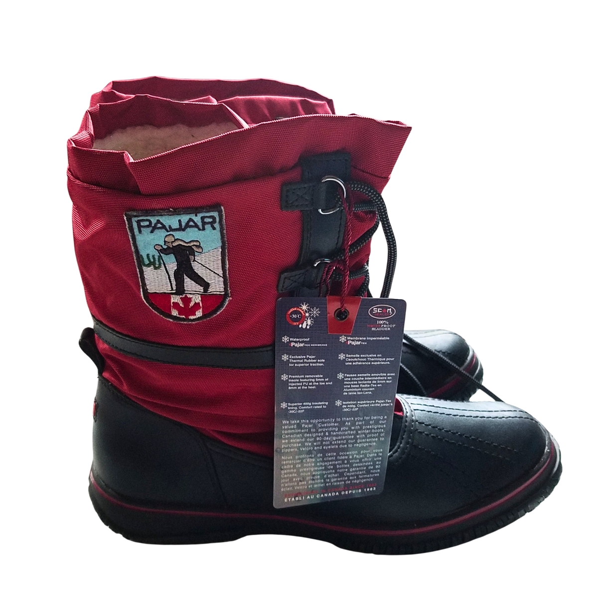 Pajar Canada Winter Snow Boots Women's 10 Grip Red Black