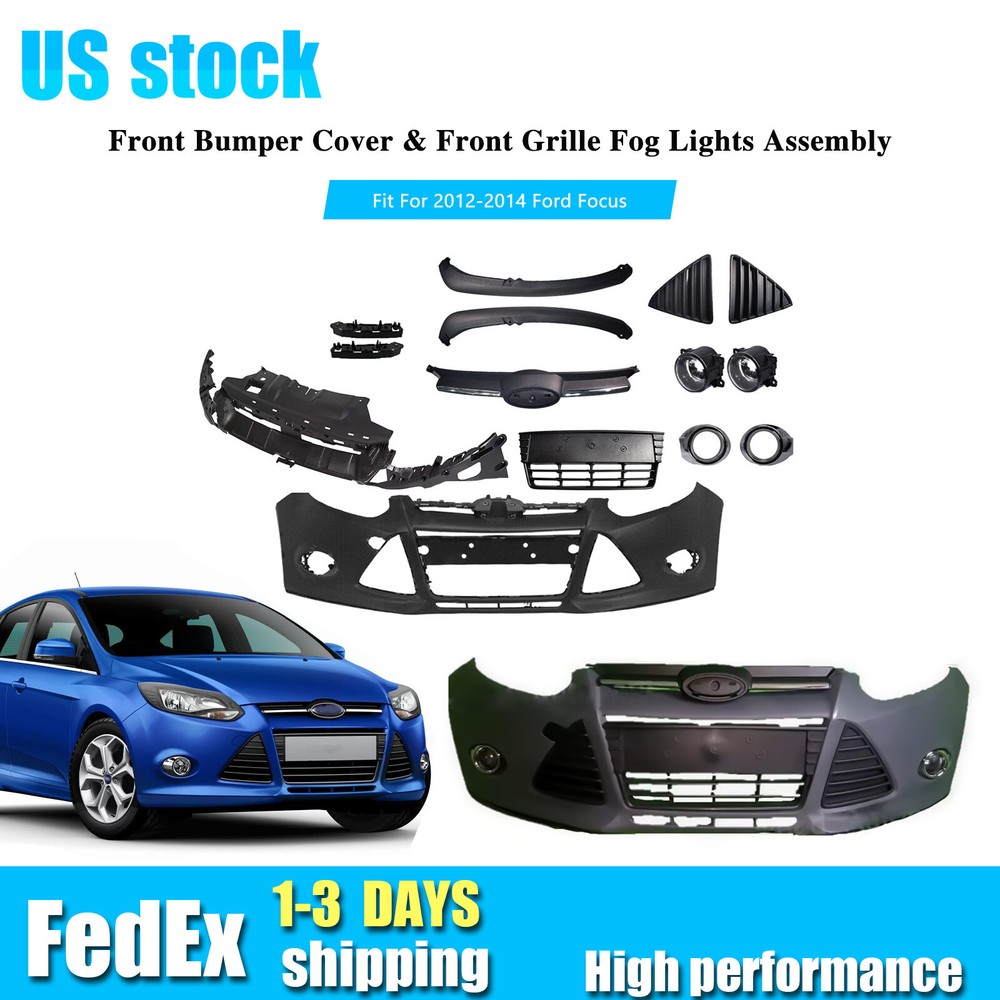 2012-2014 Ford Focus Front Bumper Grille Fog Lights Assembly