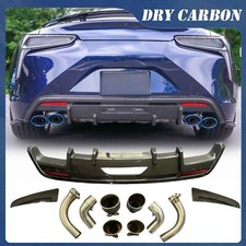 For Lexus LC500 LC500h Rear Bumper Diffuser W/Exhaust Tips Dry Carbon Fiber