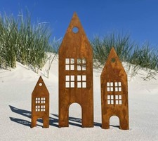 3er Gartendeko Gartenstecker Haus Dekostecker Garten Deko Metall Rost Stecker 