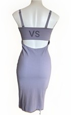 Victoria Sport Ribbed Logo Convertible Bodycon Dress Womens M Lavender Purple