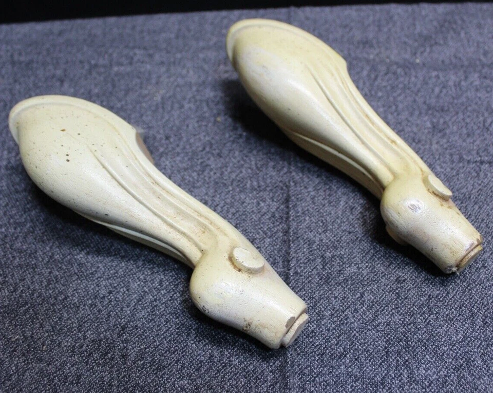 "Dos patas gruesas talladas de madera de colección salvamento arquitectónico 8,5"" de alto provincial francés" Foto 4 de 4