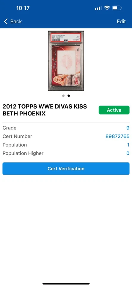 Tarjeta Topps WWE Beth Phoenix Kiss 2012 - PSA ¡Como nueva 9! ¡Auténtico! POP 1! Foto 3 de 3