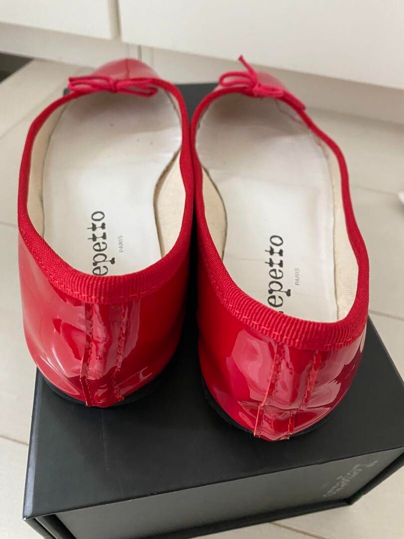Repetto Round Toe Flat Pumps Ballet Shoes Size 36.5 Red